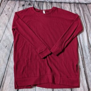 Brushed Thermal Crewneck Long Sleeve Side Slit